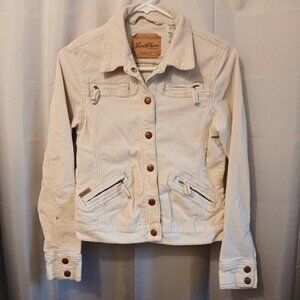 LEVI'S Corduroy Jean Jacket S 4-6 Ivory Full Button Up Stretch Trucker coat